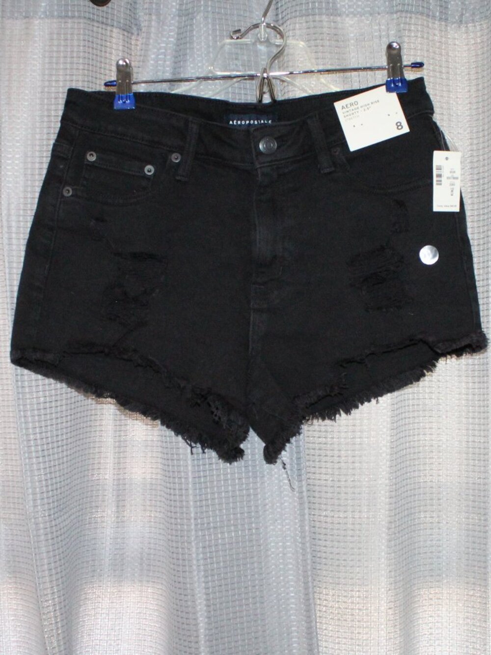 NWT Aeropostale Women's Vintage High Rise Denim Shorty Shorts Size 8 Black